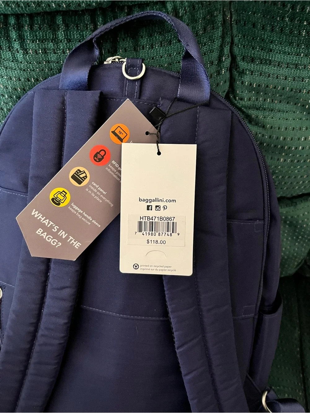 Baggallini Backpack- NWT Color: Navy Blue